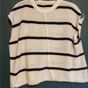 Striped Black and White Women's Knit Top